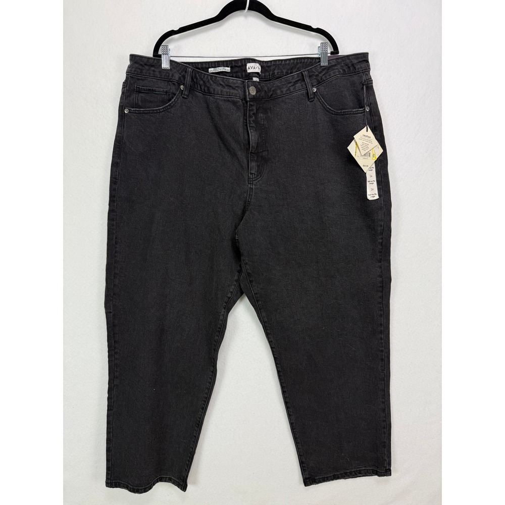 Ava & Viv 90s Retro Straight Leg Jeans Minimalist Casual High-Rise Black 24 NWT